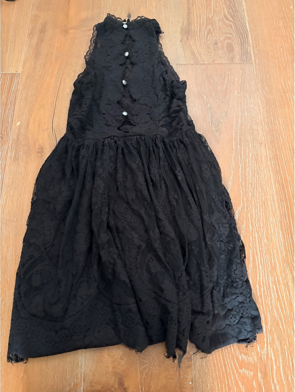 Free People 100% Rayon Lining Black Lace Sleeveless Dress Vintage Size Regular S